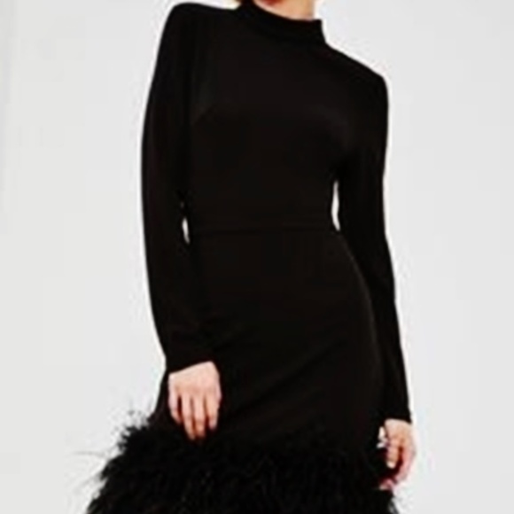 Missguided Dresses & Skirts - LADIES NICE PARTY LITTLE BLACK FEATHER HEM DRESS